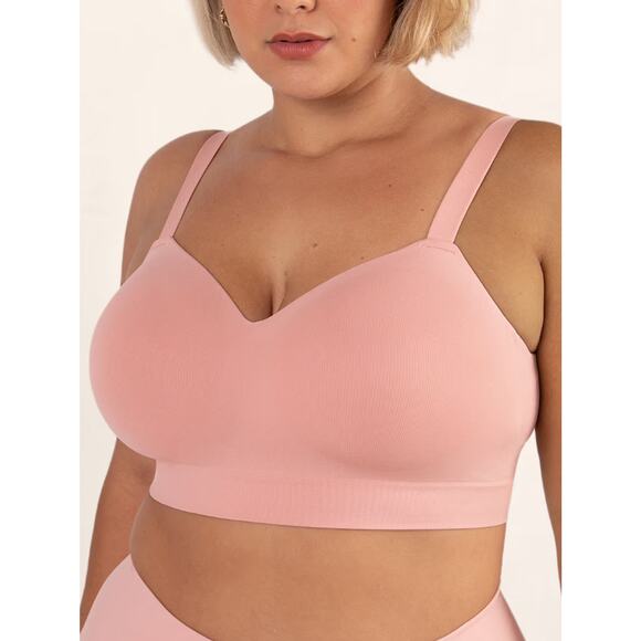 Truekind Women Supportive Comfort Wireless Shaping Bra Size L Pink Stretch NWT - Picture 1 of 7